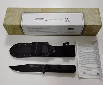 Ka-Bar Ek Commando Short Clip Point Fixed Blade Knife (5.1" Black) EK50 Box + Warranty