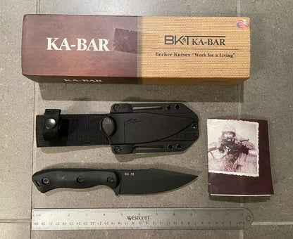Ka-Bar BK18 BLACK Becker Harpoon 1095 Steel Blade Knife 4.625" w/Sheath USA New with Box