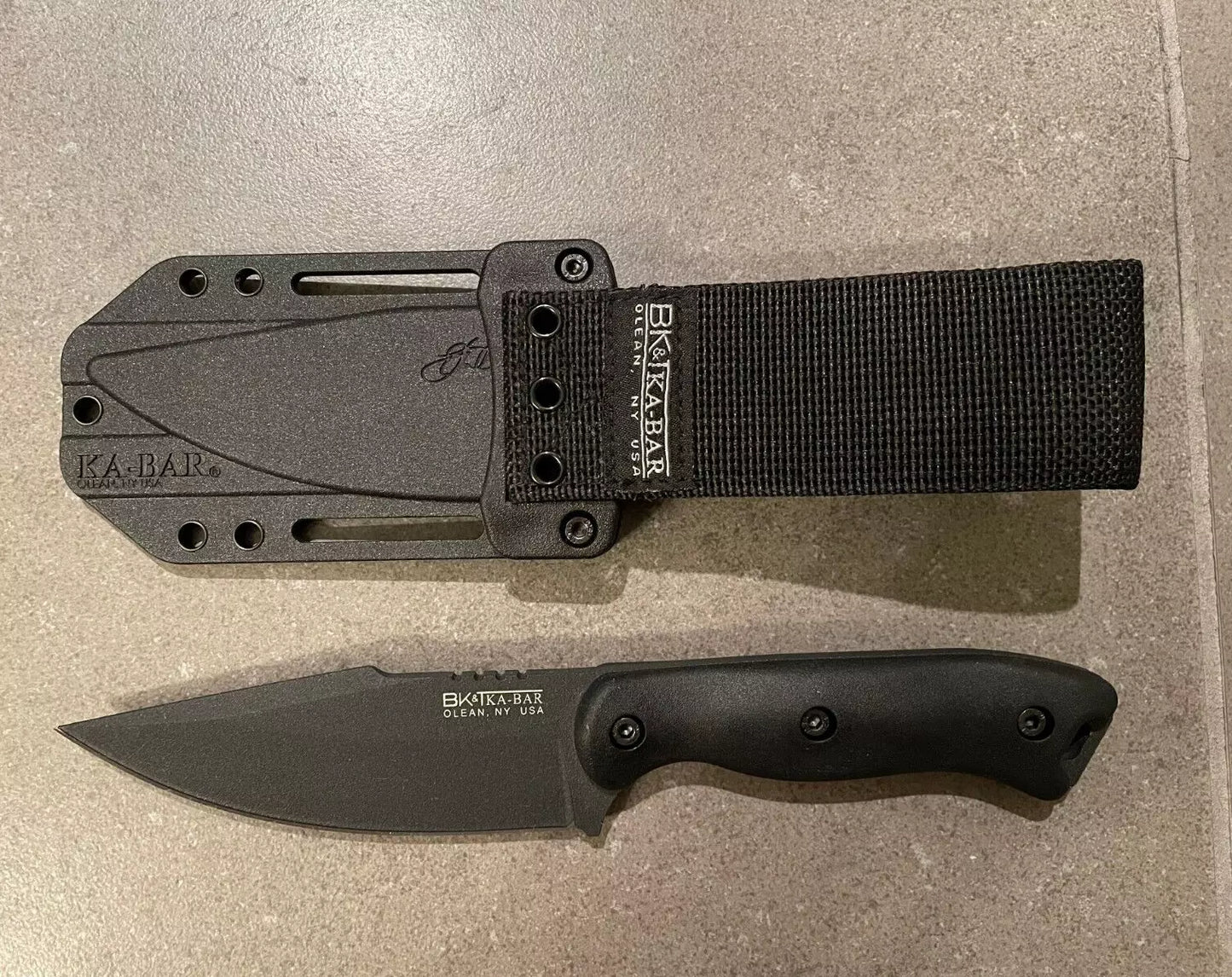 Ka-Bar BK18 BLACK Becker Harpoon 1095 Steel Blade Knife 4.625" w/Sheath USA New with Box